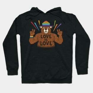 Love is Love Bear Pride Flag by Tobe Fonseca Hoodie